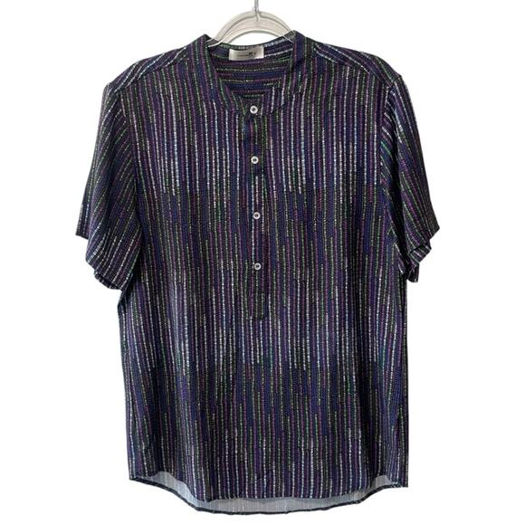 ChArmkpR Short Sleeve Round Neck Half Button Pullover Shirt Multi Color Size M - Picture 6 of 6